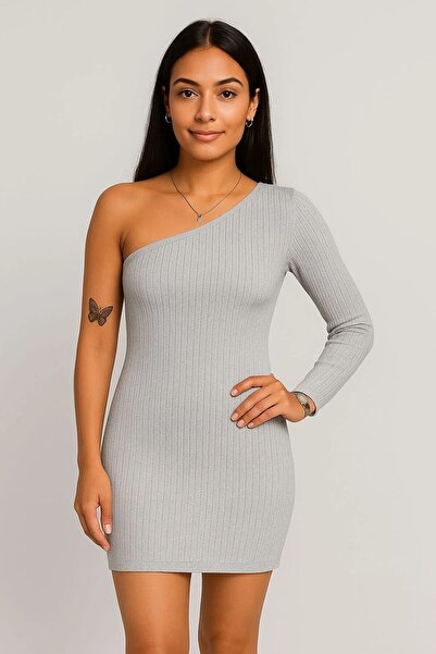 Keywest Women's One-Sleeve Reportage Fabric Tight Mini Dress