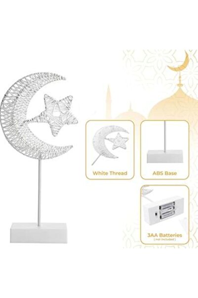 Generica ديكور خشبي شكل هلال ونجمه مضيء ارتفاع 40 سم