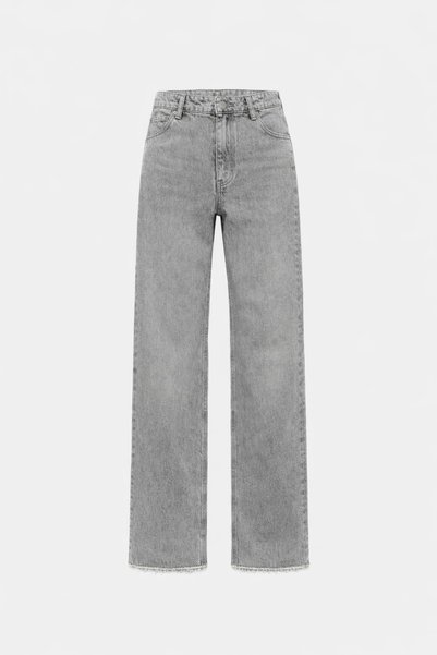 Perryes Women's High Waist Vintage Washed Loose Leg Wide Leg Jean Pants