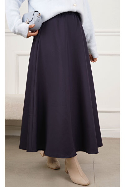 RFK Butik Women's Puff Scuba Elastic Waist Hijab Skirt - Navy Blue