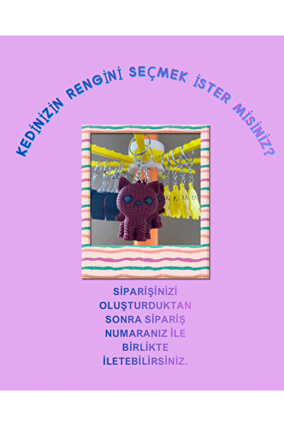 librescraft 3D Cute Cat Keychain Charm, You Can Send Any Color You Like