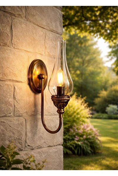 YILDIZ Eskitme Gaz Lambası Aplik | Dekoratif ve Otantik Duvar Aydınlatma | Ampul Hediyeli 💡