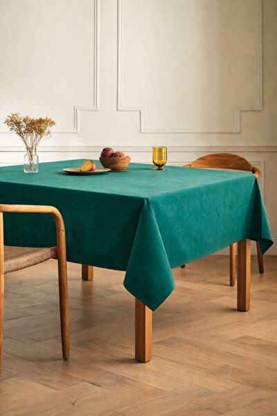 Morpheus Home Velura Series Masa Örtüsü Kadife Dokulu Petrol Yeşili Çuha - Oy...