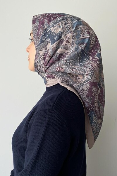 ESSLERA وشاح قطني رمادي منقوش