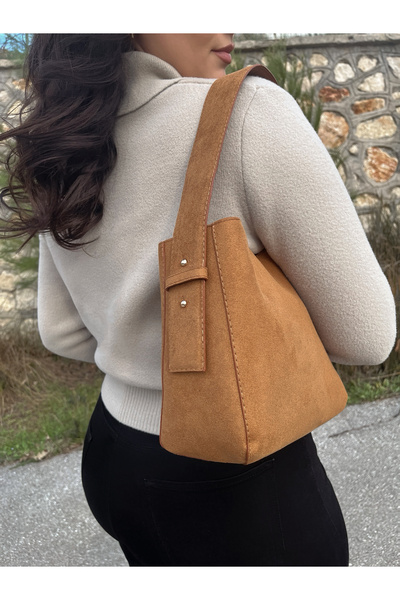 GUNEZ Taba Kadın Yumuşak Süet Deri Ayarlanabilir El ve Omuz Çantası - SOHO