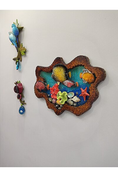 DNC Art&Deco 3 Boyutlu El Yapımı Epoksi Mercan Resifi Tablo - 43x27 cm Deniz ...