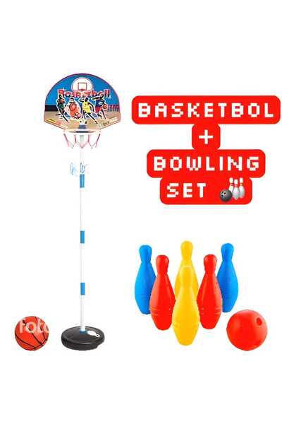 Depomiks Avm Ayarlanabilir Basketbol potası 120 cm + Bowling Set