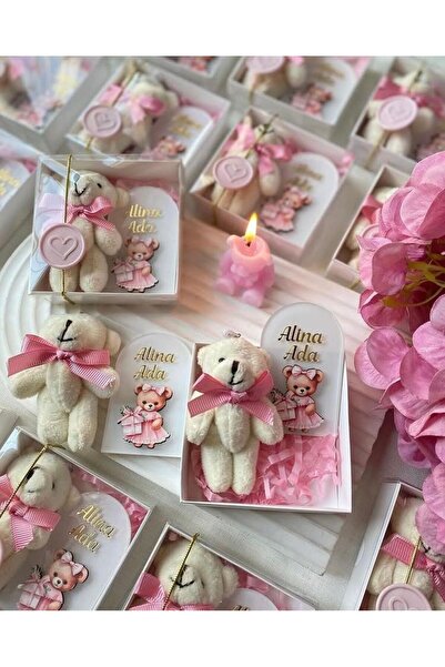 Tasarım Periniz 10 Adet SET Ayıcık ve Magnet Bebek Hediyelik Doğum Hediyeliği...