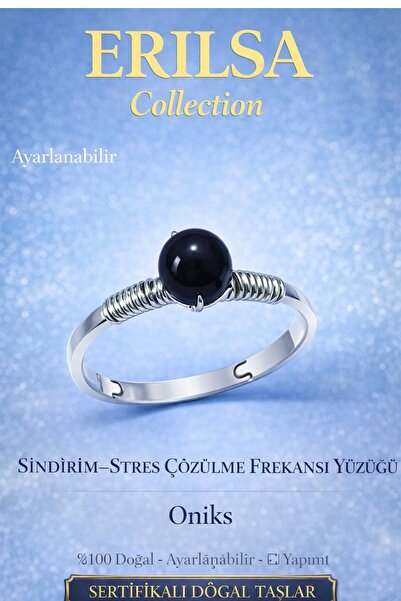 Erilsa Certified Digestive Stress Relief Frequency Ring – Onyx Adjustable Thi...