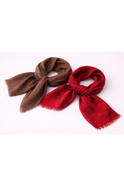 KRAFTELLA وشاح قطني منقوش مزدوج - شال - وشاح مزدوج ذو ملمس ناعم