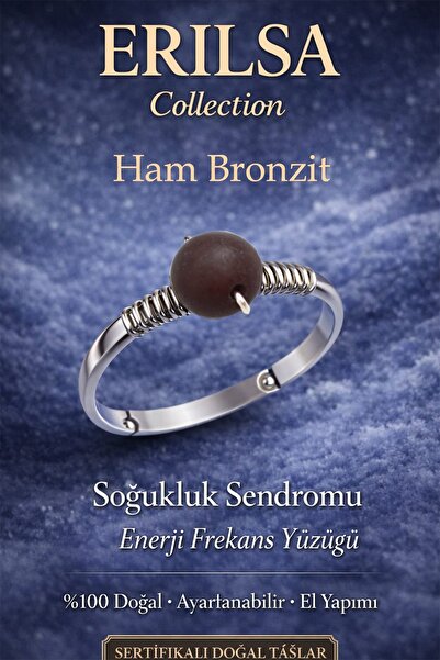 Erilsa Certified Cold Syndrome Energy Ring – Raw Bronzite Adjustable Thin Cas...