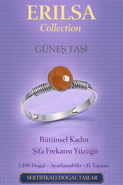 Erilsa Certified Holistic Women's Energy Ring – Sunstone Adjustable Thin Band...