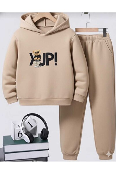 Nice Clothes Children's Tracksuit Set Hooded Unisex Yupi̇ Print