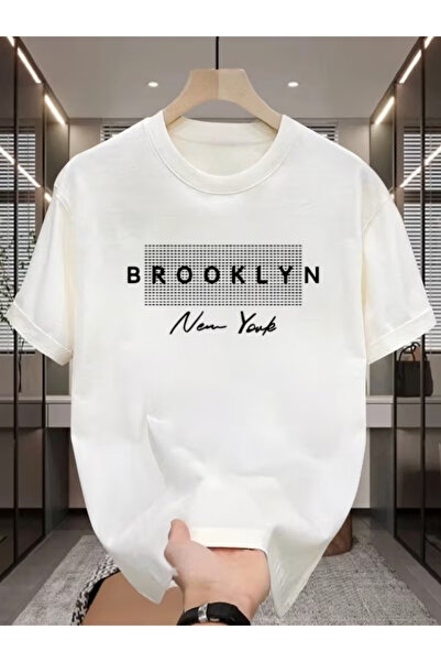 gencerco Bay/ Brooklyn New York Tasarım Basic Bisiklet Yaka Regular T-shirt