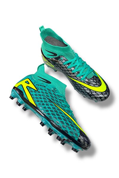 güneşayakkabı 400 Fans Çift Renk Çoraplı Krampon Turkuaz Sarı Desenli