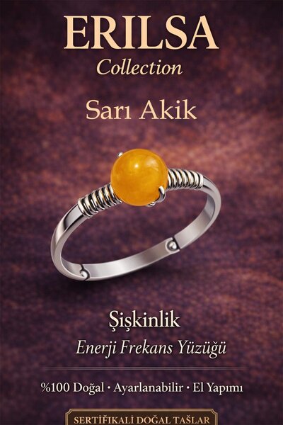 Erilsa خاتم الطاقة المعتمد من شيتاينج إنيرجي - حجر العقيق الأصفر، علبة رفيعة ...