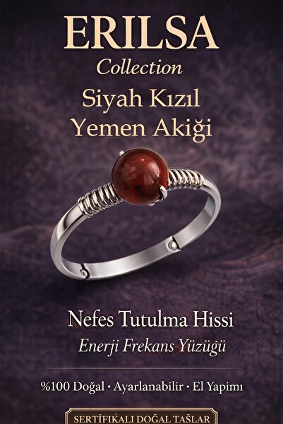 Erilsa Certified Breath of Life Ring – Black Red Yemen Agate Adjustable Thin ...