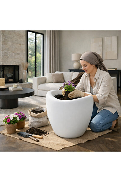 Adayapaycicek Harika tasarım saksı 40 cm plastik