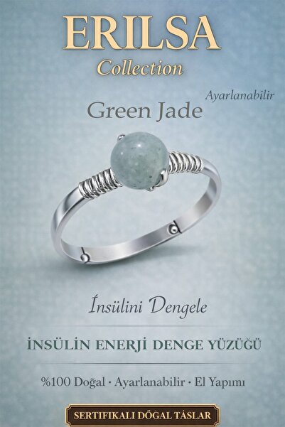 Erilsa Certified Sugar Energy Balance Ring – Jade Stone (Green Jade) Adjustab...