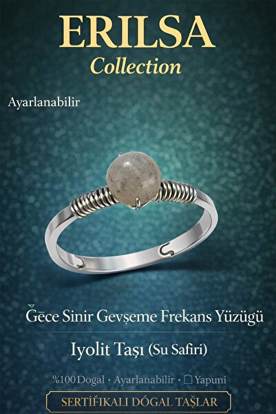 Erilsa Certified Night Nerve Relaxation Frequency Ring – Iolite Stone Adjuste...