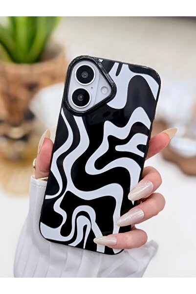 Go Aksesuar Flexible Protective Silicone Case with Black and White Design Com...