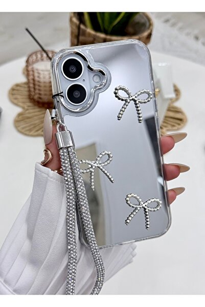Go Aksesuar iPhone 17 Compatible Mirrored Charm Bow Toy Design Silicone Case