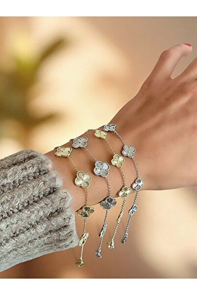 QA Quella Accessories ÇELİK MARKA MODEL YONCA KÜÇÜK-BÜYÜK GÜMÜŞ & 14K GOLD Bİ...