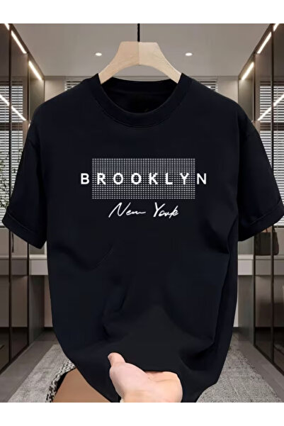 gencerco Bay/ Brooklyn New York Tasarım Basic Bisiklet Yaka Regular T-shirt