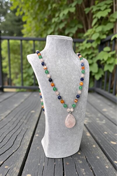 CRAZY TAKI TASARIM Genuine Pink Quartz-Aventurine-Agate and Sodalite Stone 60...