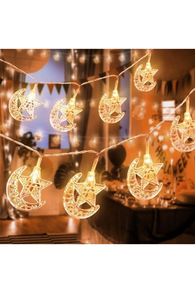 bakgelal Hilal & Yıldız Ramazan LED Işık 3.5m 20LED USB – İftar, Bayram, Balk...