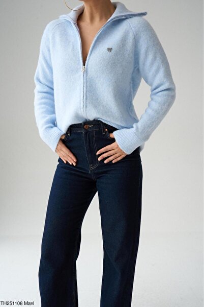 CADDELAMODA Double Zipper Advertising Sleeve Premium Soft Cardigan