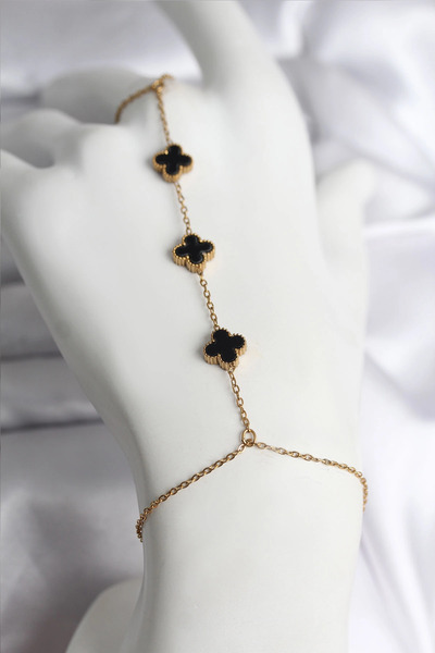 lowell home 316L Steel Gold Color Black Clover Model Women's Watch