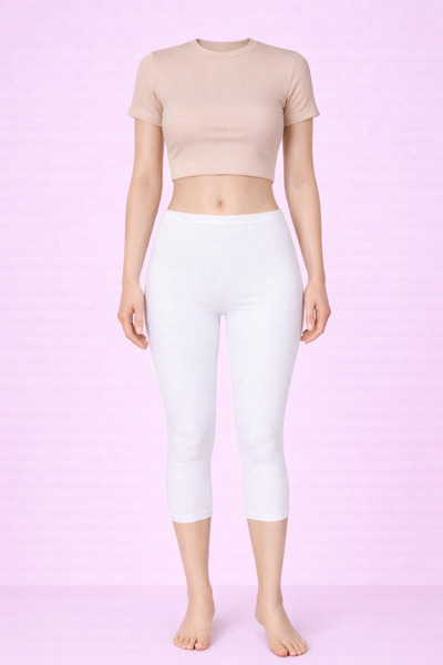 belpa Below the Knee 100% Cotton Combed Leggings, Plus Size Leggings, Capri L...