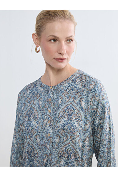 LC Waikiki Crew Neck Patterned Ruffle Dress