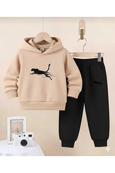 Nice Clothes Children's Tracksuit Set Hooded Unisex Cheetah Print