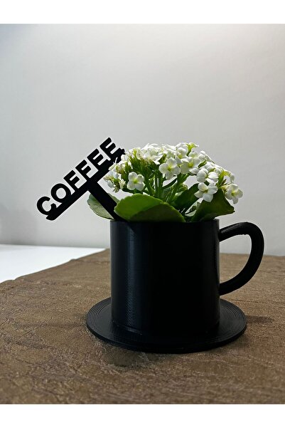 BN KAHVE KÖŞESİ- Özel Tasarım “Coffee” Yazılı Fincan Formunda Dekoratif Saksı