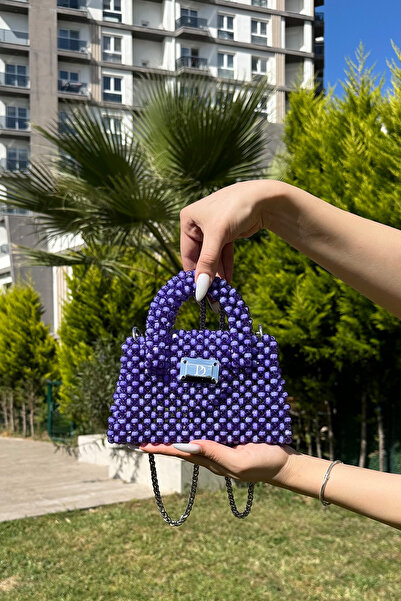 Siena Shoes Γυναικεία τσάντα με διπλή λαβή, ειδικού σχεδιασμού, με πέτρες, μωβ