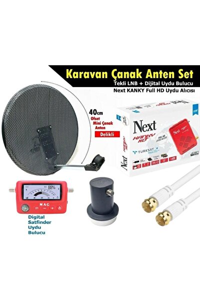 Antenci 40cm Delikli Karavan Çanak Anten Seti +Next HD Uydu Alıcısı +Mag Diji...