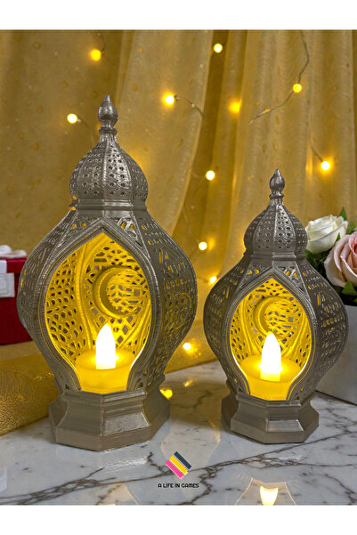 a life in games 2li Set Silver (gümüş) renkli Hilal Desenli Ramazan Feneri 19...