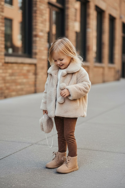 LEAKİDS KIZ ÇOCUKLAR İÇİN KÜRK MONT KABAN