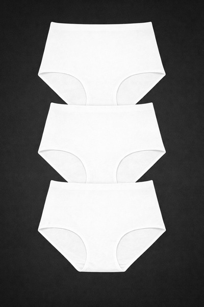 metsawear 3’lü Dikişsiz İz Yapmaz Lazer Kesim Yüksek Bel Beyaz Külot