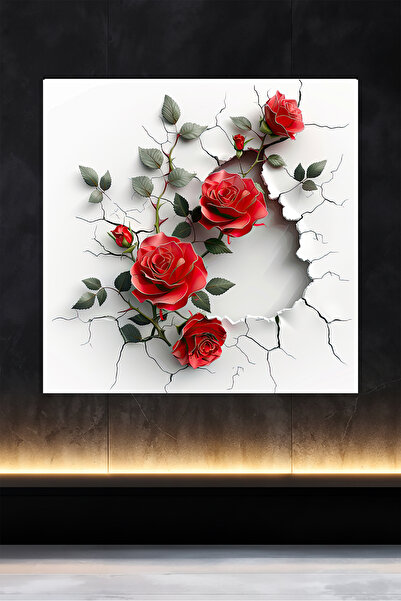 Lucena Колекция метални картини за стена - Дупка в стената - Роза 1