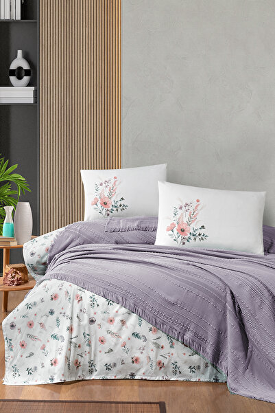 First Choice Sole %100 Pamuk 4 Parça Pike Takımı Leylak