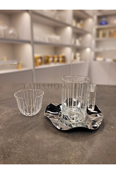 TR 18-piece tea and cup set - Lines - Silver