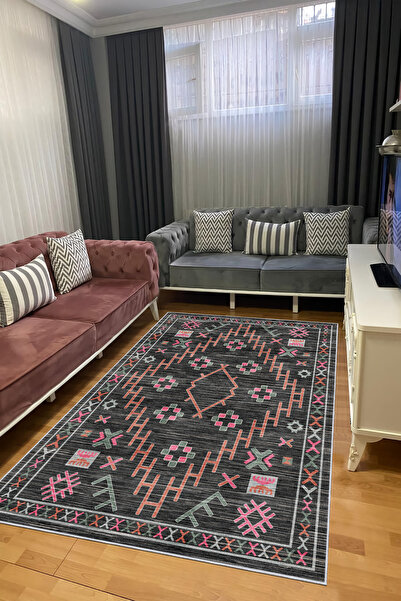 CENTER AVM Vintage Halı Salon Halısı Makinede Yıkanabilir Halı Kaymaz Taban Halı