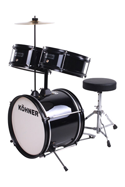 KÖHNER CD-02 Akustik Çocuk Bateri Seti (Tabure Dahil) - Siyah