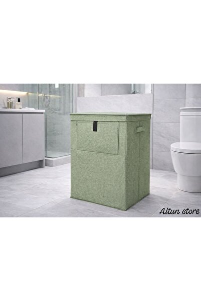 Altun Kapaklı Katlanabilir Çamaşır Sepeti Çok Amaçlı Kumaş Kirli Çamaşır ve D...