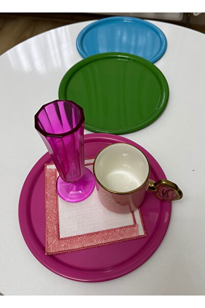 Elzemm store Round Serving and Presentation Tray in 3 Different Colors Green ...