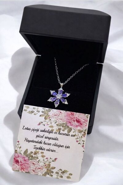 ACQUA BELLA 925 Ayar Gümüş Ametist Taşlı Mor Lotus Kamelya Çiçeği Kolye – Lük...