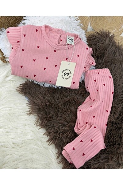 Minicobutik Pembe Kalpli Bebek İkili Takım